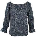 Women's Floral Print Off-The-Shoulder Ruffle Top-B-S