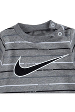 Nike Baby Boy Just Do It Romper 2 Piece Set (Carbon Heather(56H942-GEH)/Red, 0-3 Months, 0_Month)