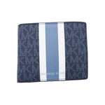 Michael Kors 36F1LCOF6B Men's Blue Logo Striped Billfold With Passcase Wallet