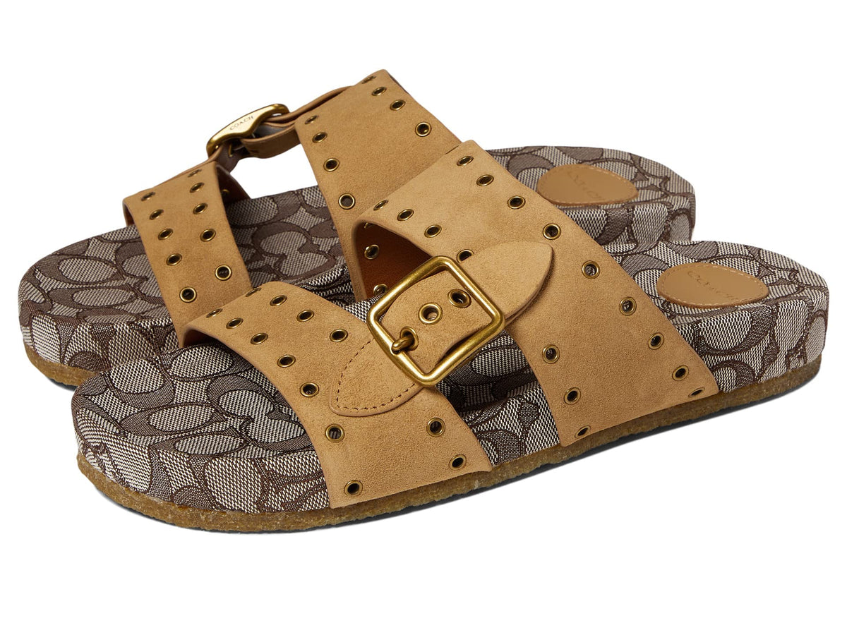 Coach Ally Suede Sandal Peanut/Oak 9.5 B (M)
