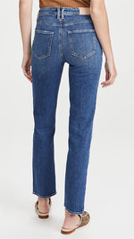 PAIGE Women's Stella Straight Jeans, Roadhouse, Blue, 24