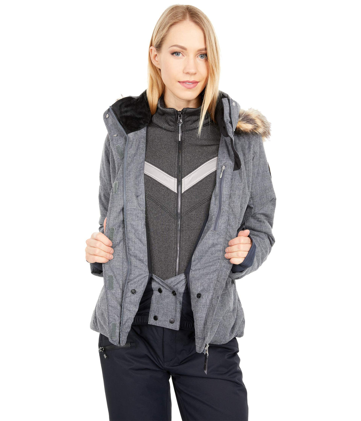 Obermeyer Tuscany II Jacket for Women - Front Zip Closure, Long Sleeves and Internal Cuffs, and Gorgeous Snow Jacket Charcoal 6 One Size