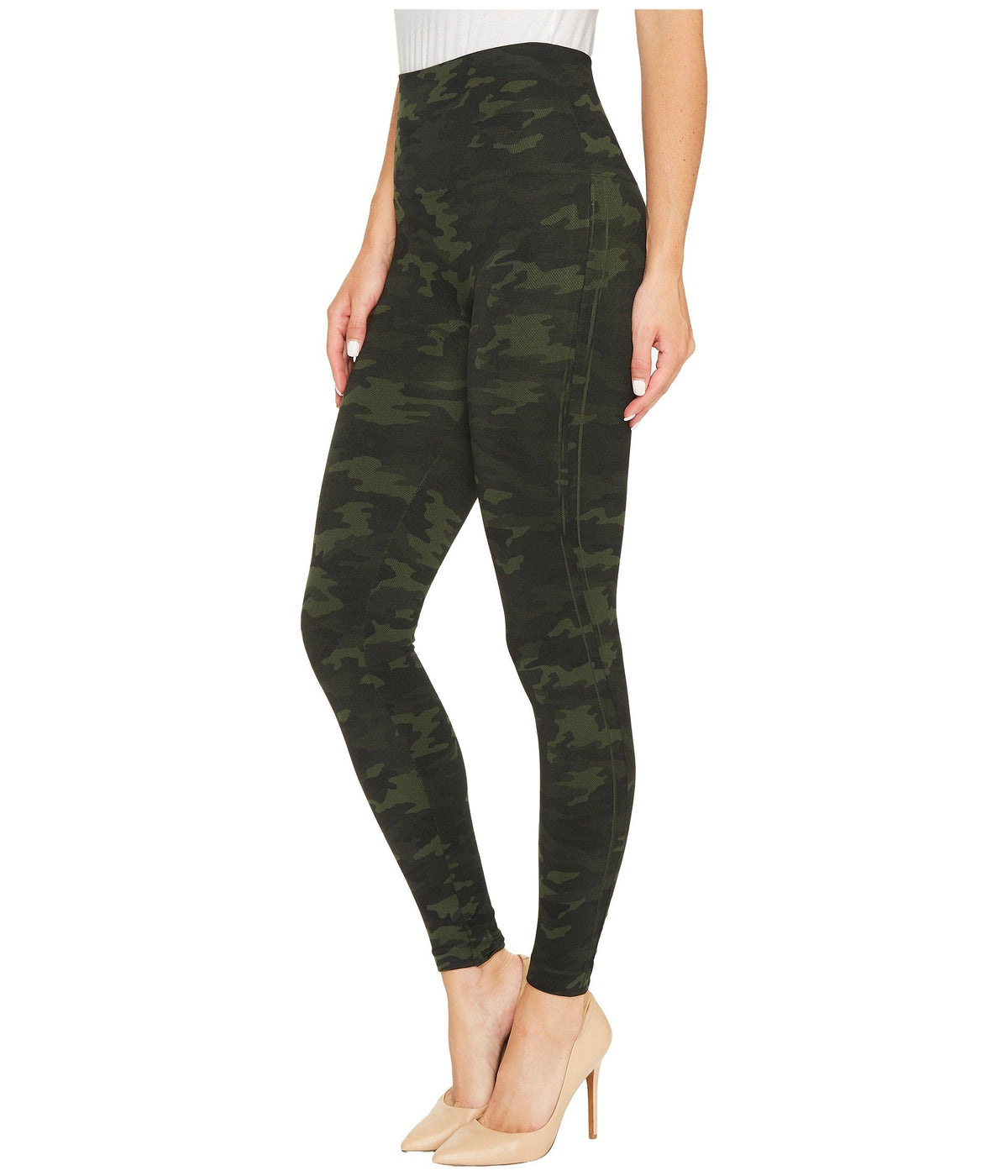 Spanx Look At Me Now Seamless Leggings Green Camo 1X