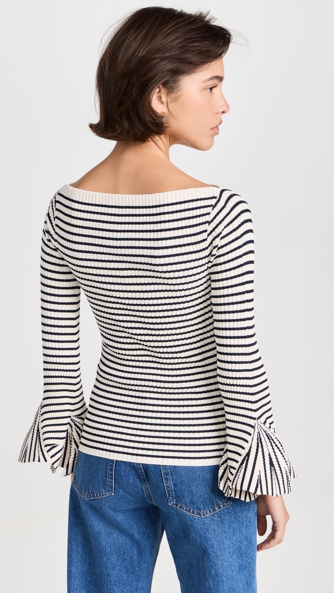 ALC Women's Aster Top, Antico/Dark Sapphire, Stripe, Off White, S