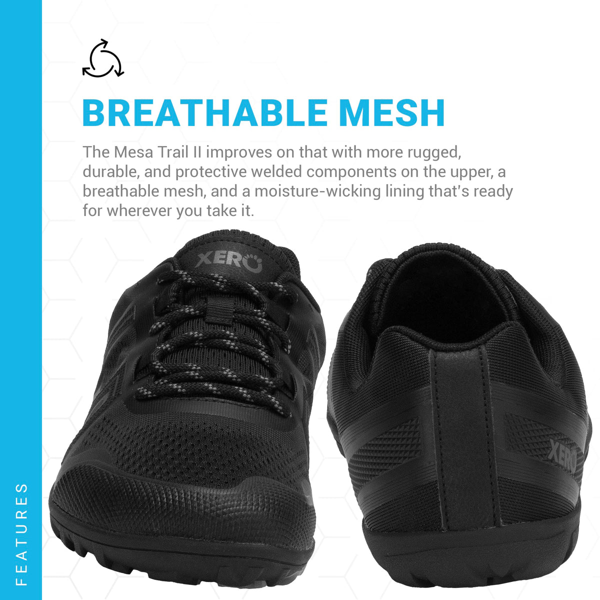 Xero Shoes Men's Mesa Trail Barefoot Trail Run Shoes, Black, 8.5