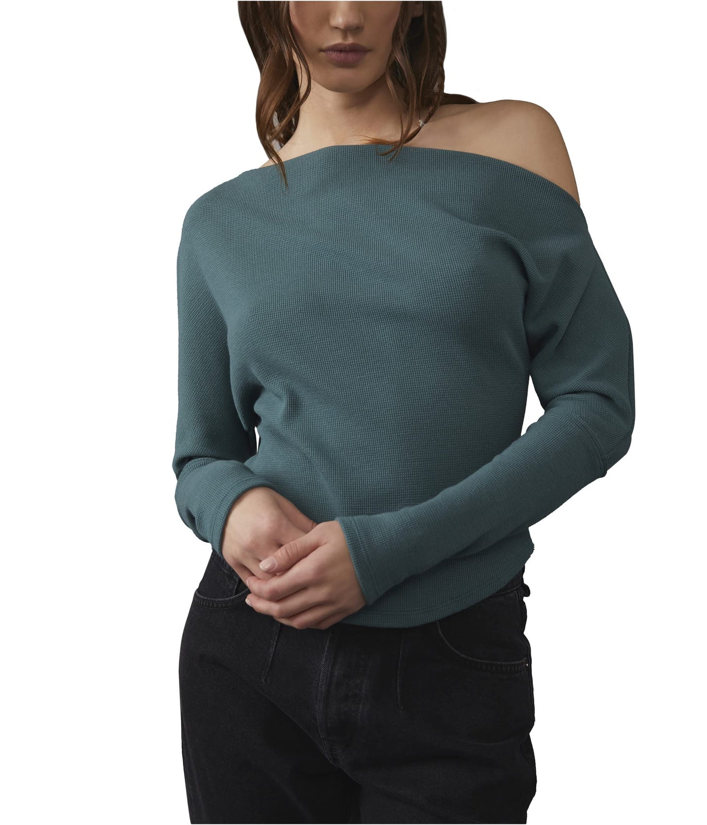 Free People Fuji Thermal Top for Women - Pull-on Construction with Long Sleeves, Thumb Hole Detailing, and Cosy Wear Jaded XS (Women's 0-2) One Size