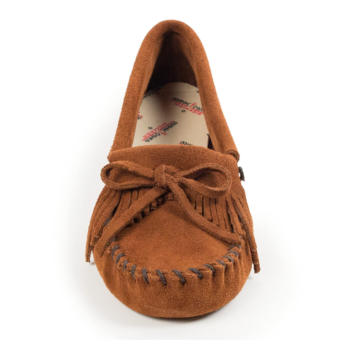 Minnetonka Women's Kilty Suede Soft Leather Sole Moccasin,Brown,9 M US