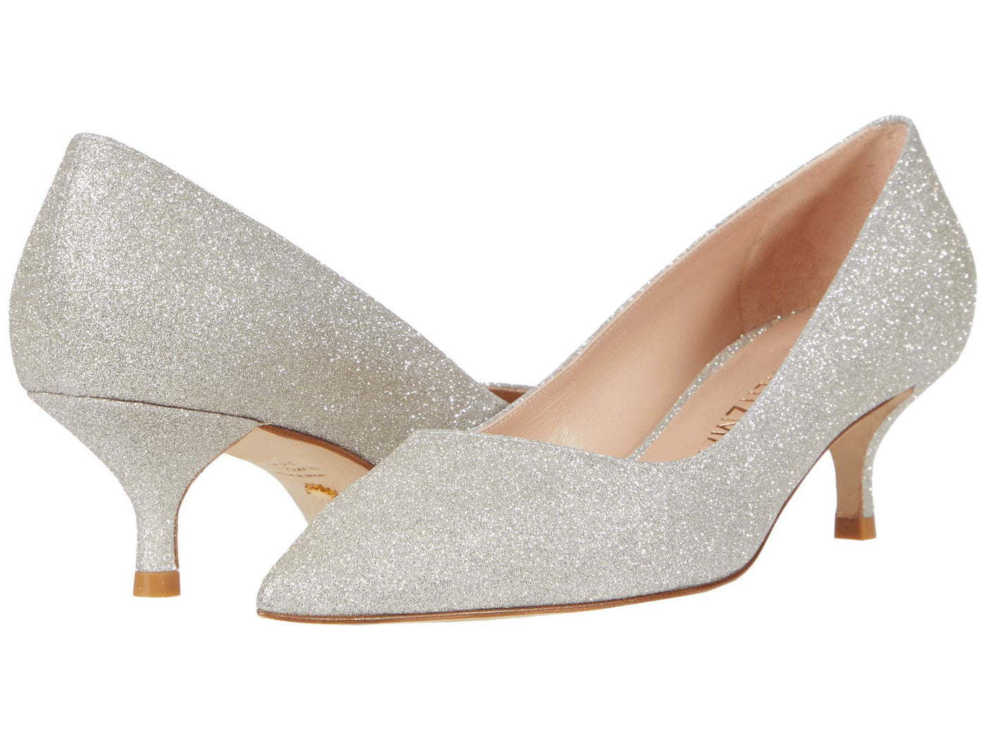 Stuart Weitzman Cindy 45 Kitten Heel Platino 9 M