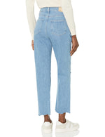 PAIGE Women's Noella high Rise Straight Leg in Radical Destructed with Gusto Hem, 26