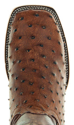Soto Boots Men's Out of the Wild Ostrich Print Cowboy Boots, Exotic Print Men's Cowboy Boots, Western Boots For Men H50031 11 Cognac