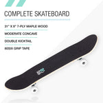 80Six Adult and Youth Skateboard with 54mm Urethane Wheels and Carbon Steel Bearings (Surf Green Teal-Fade, 31" x 8")
