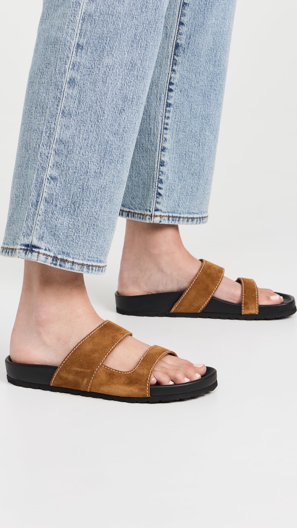 STAUD Women's Cyprus Slides, Tan, 9 Medium US