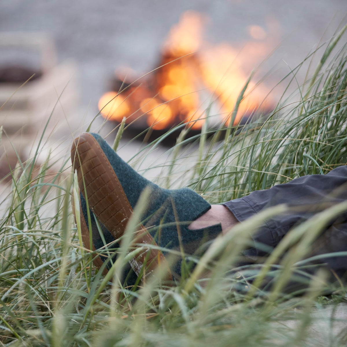 Glerups 100% quality wool mix Boot Slipper with rubber sole - Unisex - Forest - Size 5