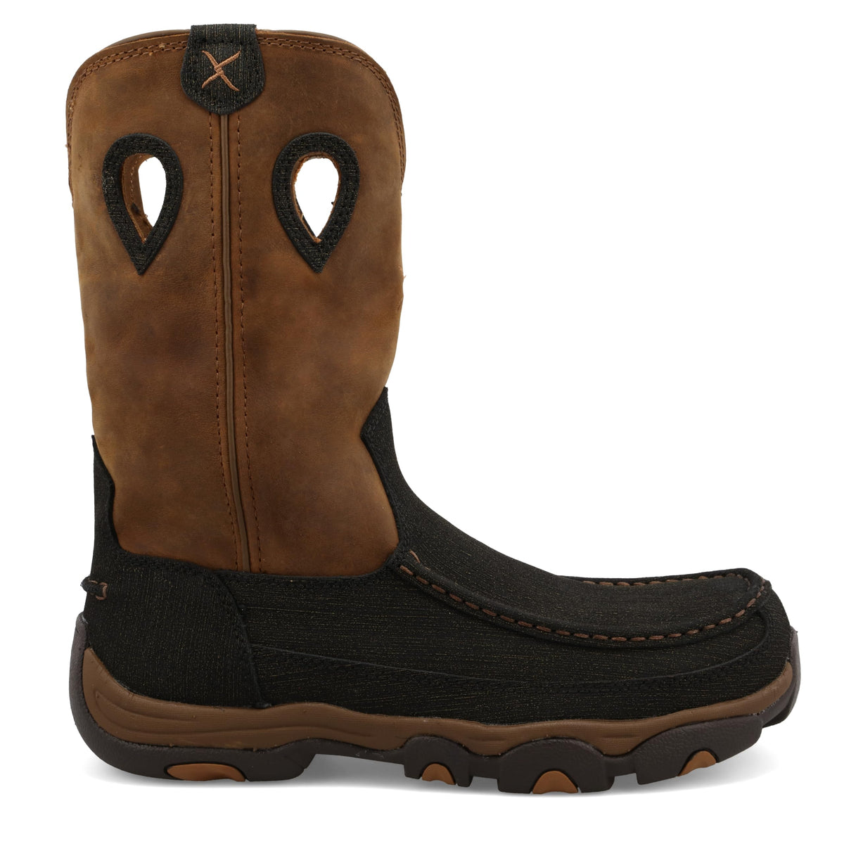 Twisted X Men's 11" Work Pull On Hiker Boot, Moc Toe Nano Toe with CellSole, Charcoal & Tan, 8.5 M