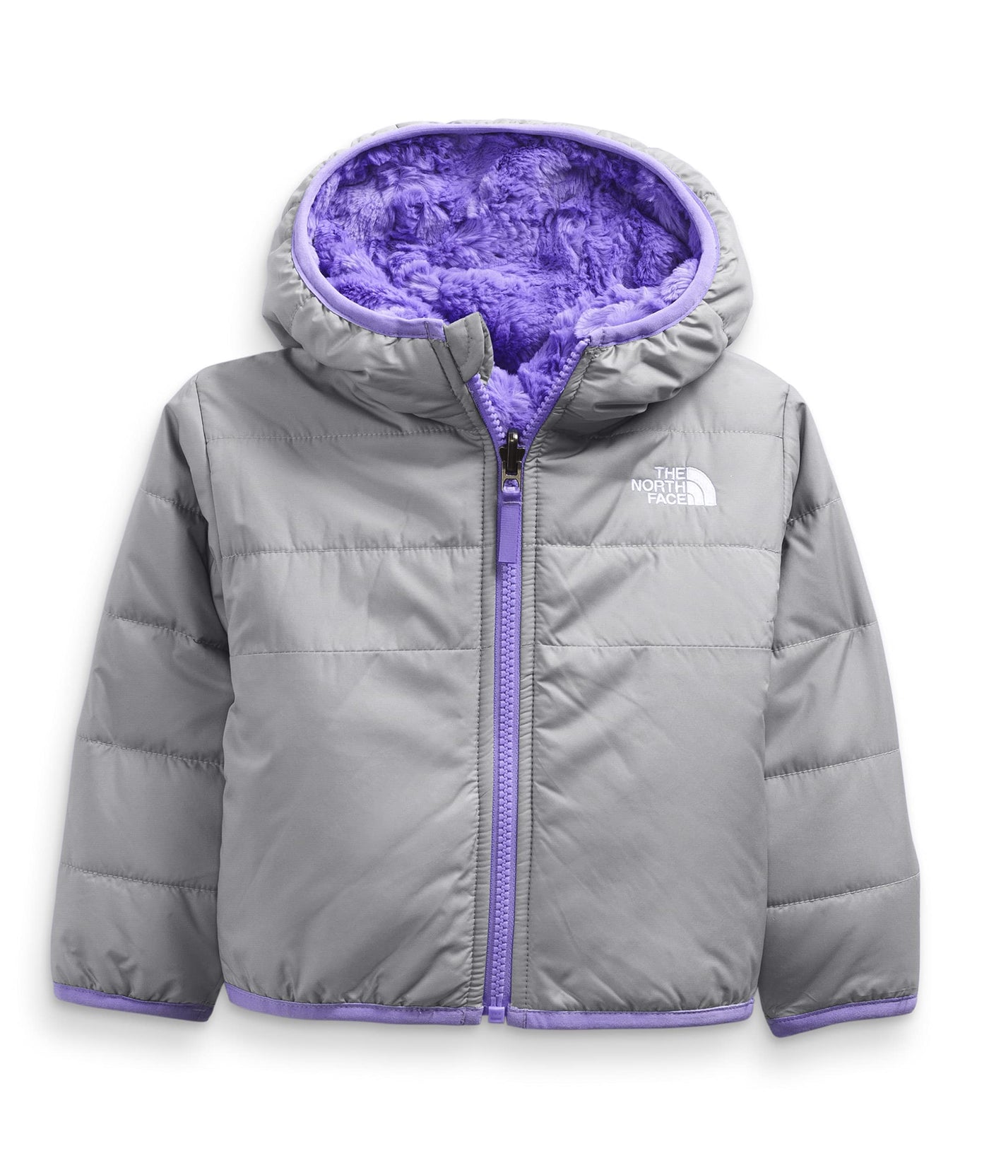 THE NORTH FACE Baby Reversible Mossbud Swirl Full Zip Hooded Jacket, Meld Grey, 12-18 Months