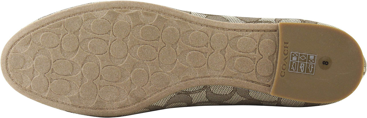 COACH Women's Bennie Signature Jacqueline Ballet Flat Shoes 9 B US Women in Khaki/Ruby Osh, Style FG2708