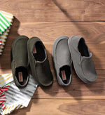 OLUKAI Moloa ‘le Men’s “Eco-Fleece” Slipper, Soft Corduroy Slip On Shoe, Waterproof Leather Foxing, Drop-In Heel Design, Nori/Nori, 10