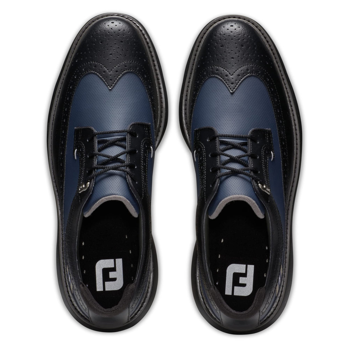 FootJoy Men's Traditions-Shield Tip Previous Season Style Golf Shoe, Black/Navy, 13 Wide