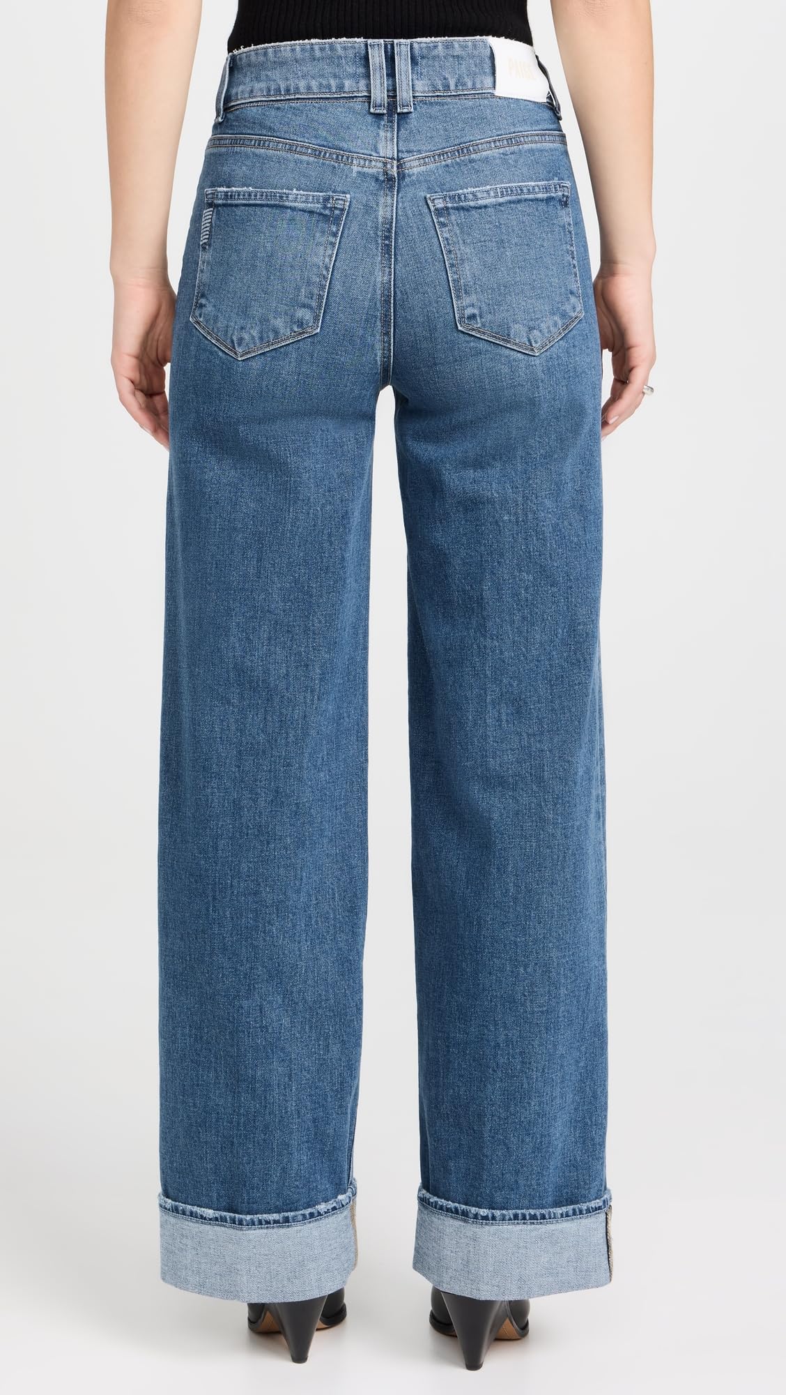 PAIGE Women's Sasha 32" Wide Cuff Jeans, Stefania, Blue, 28