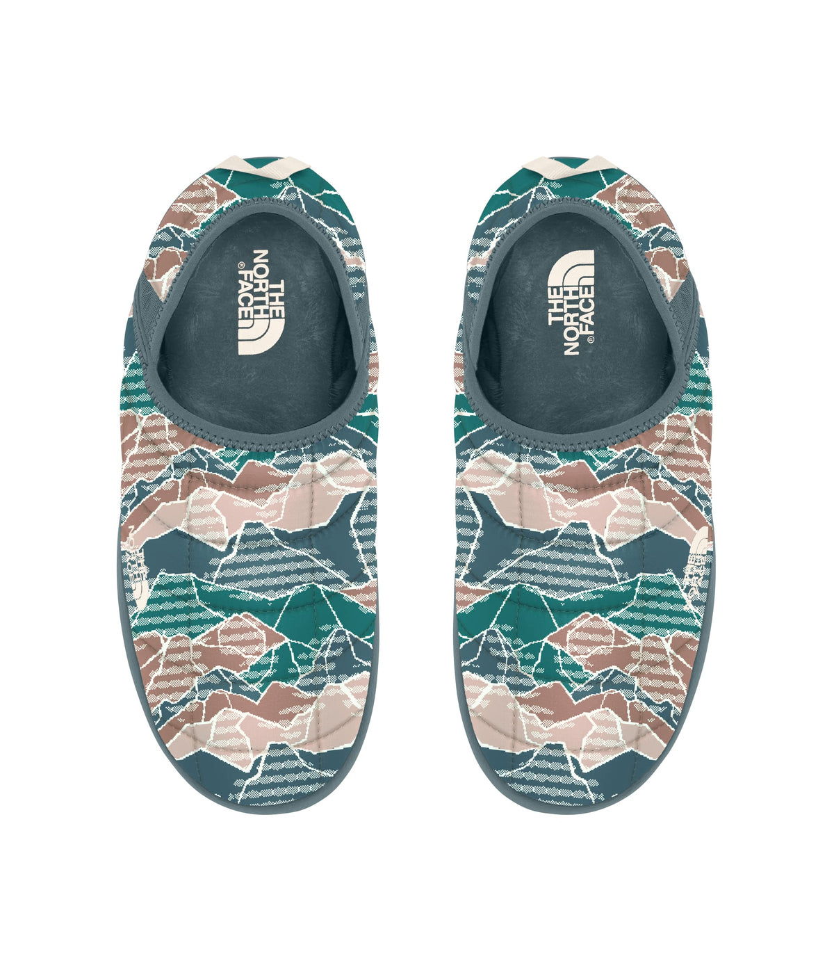 THE NORTH FACE Women's Thermoball Insulated Traction Mule V Shoe, Porcelain Green Mountain Camo Print/Goblin Blue, 11