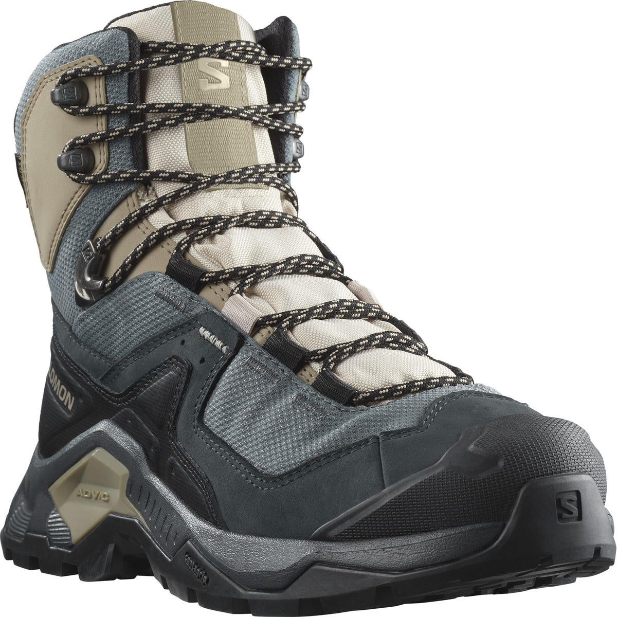 Salomon Women’s Quest Element Gore-Tex, Waterproof Neutral Leather Hiking Boots - Ebony/Rainy Day/Stormy Weather - 6
