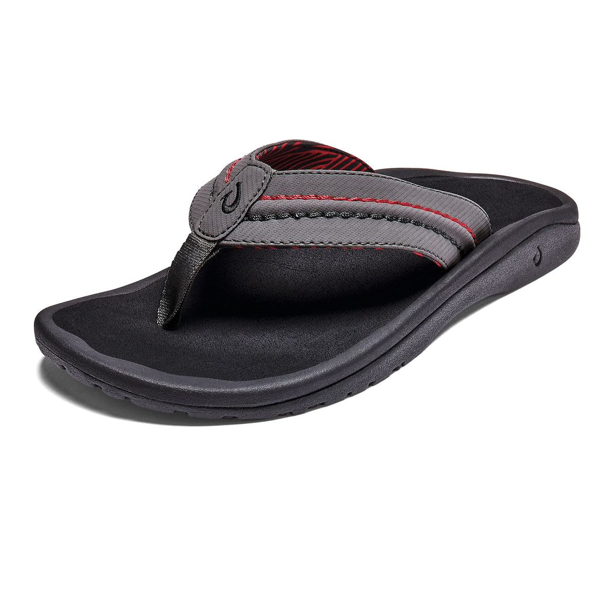 OLUKAI Hokua Men's Beach Sandals, Quick-Dry Flip-Flop Slides, Water Resistant & Wet Grip Rubber Soles, Compression Molded Footbed & Soft Comfort Fit 11 Dk Shadow/Lehua