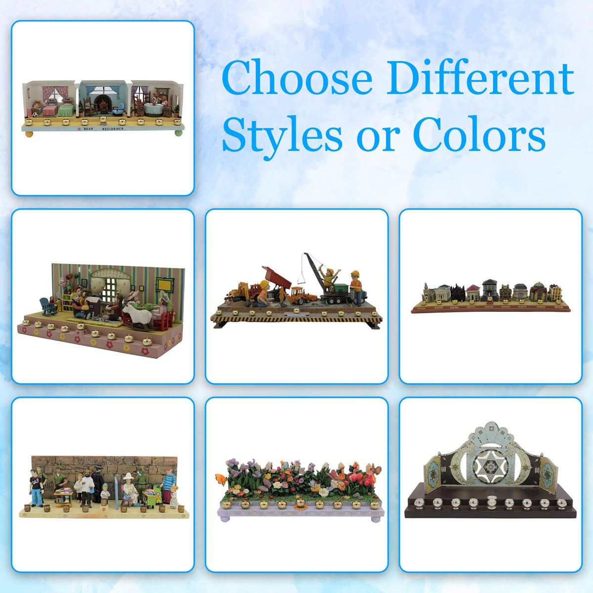 Majestic Giftware Ceramic Chanukah Candles - Butterfly & Floral Menorah (RM-MEN24) | Fits Standard Candles | Durable & Long-Lasting Quality | Hanukkah Menorah (12" x 4" x 4")