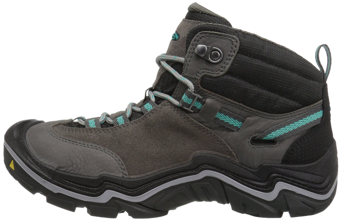 KEEN Women's Laurel Mid Height Leather Waterproof Trail Runner 6.5 Steel Grey/Baltic