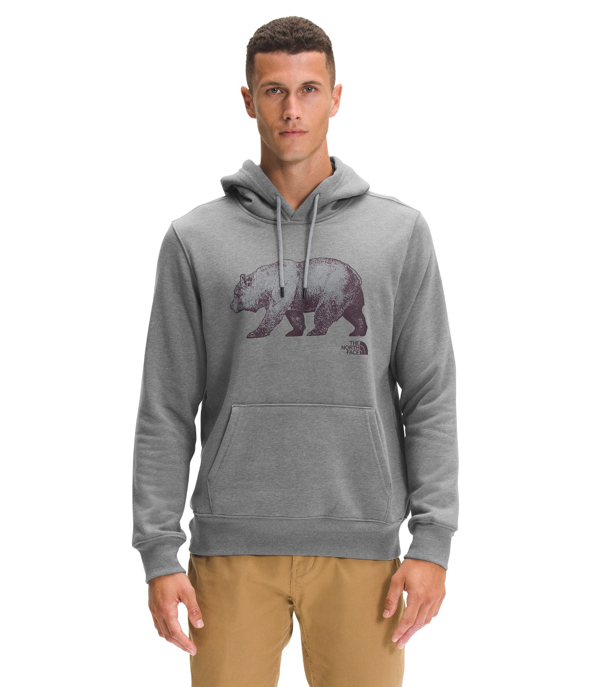 THE NORTH FACE Men's TNF Bear Pullover Hoodie, TNF Medium Grey Heather/Meld Grey, Large