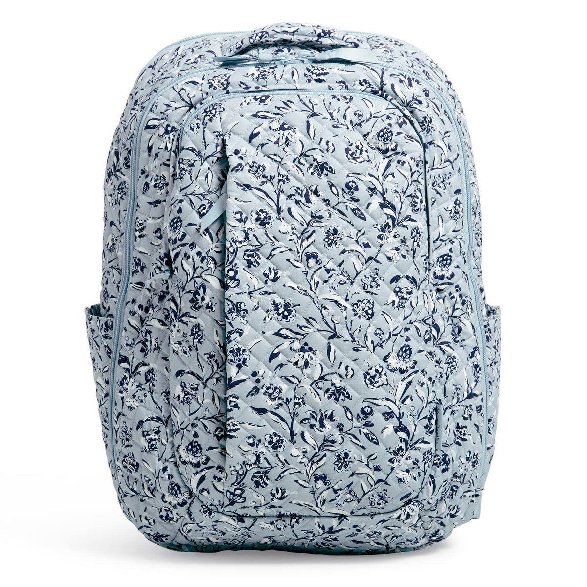 Vera Bradley Women's Cotton Large Travel Backpack Travel Bag, Perennials Gray - Recycled Cotton, One Size