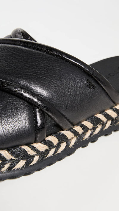 Tory Burch Women's Cross Espadrille Slides, Perfect Black/Multi, 8 Medium US