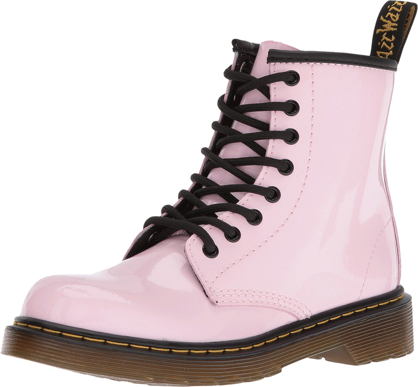Dr. Martens Kid's Collection Women's Delaney Lace Boot Big, Baby Pink Patent Lamper, 2 UK (US 3 Little Kid) M