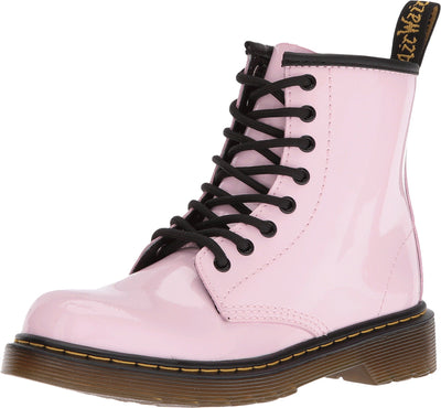 Dr. Martens Kid's Collection Women's Delaney Lace Boot Big, Baby Pink Patent Lamper, 2 UK (US 3 Little Kid) M