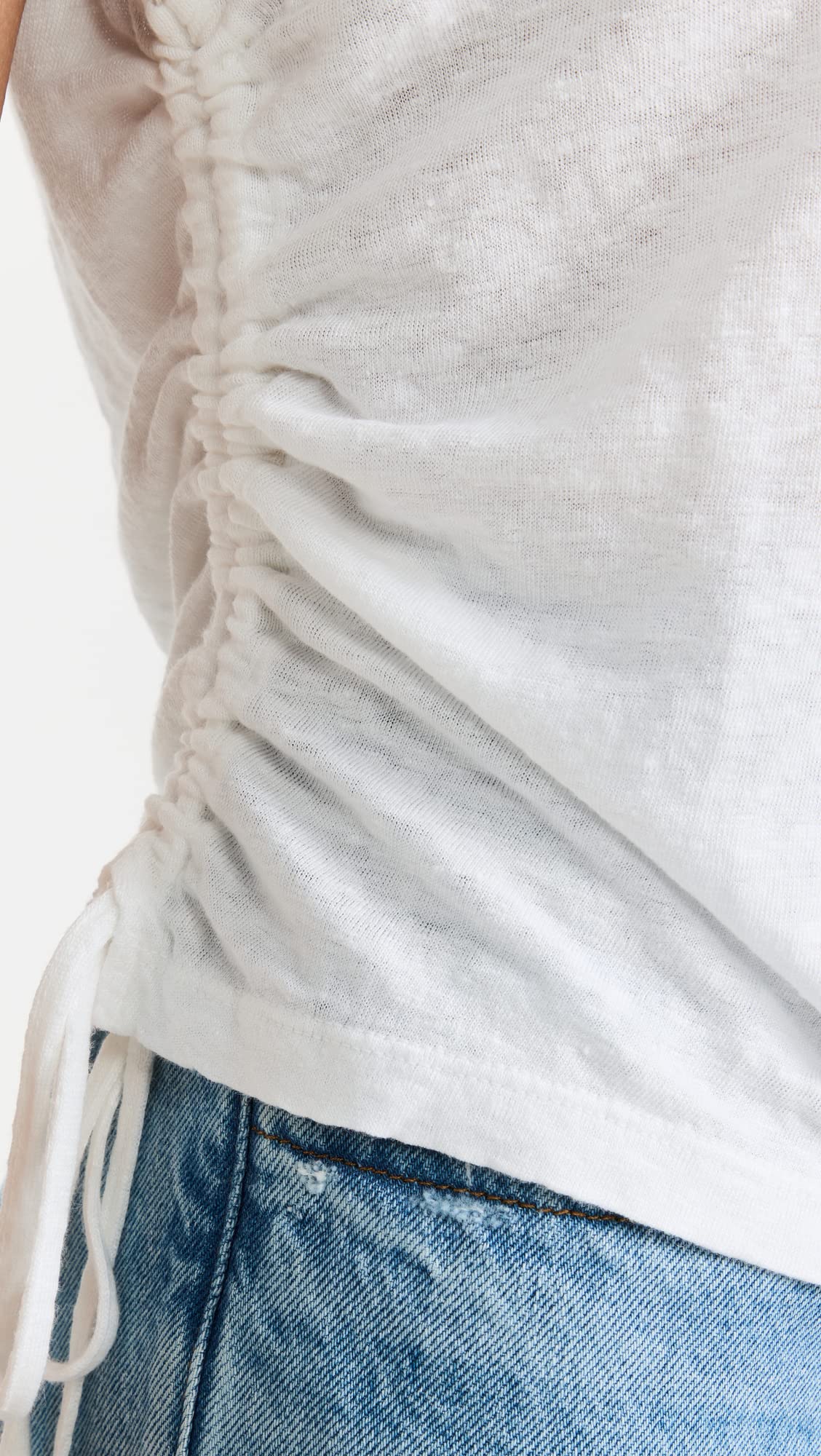 FRAME Women's Side Cinch Muscle Tee Large Blanc