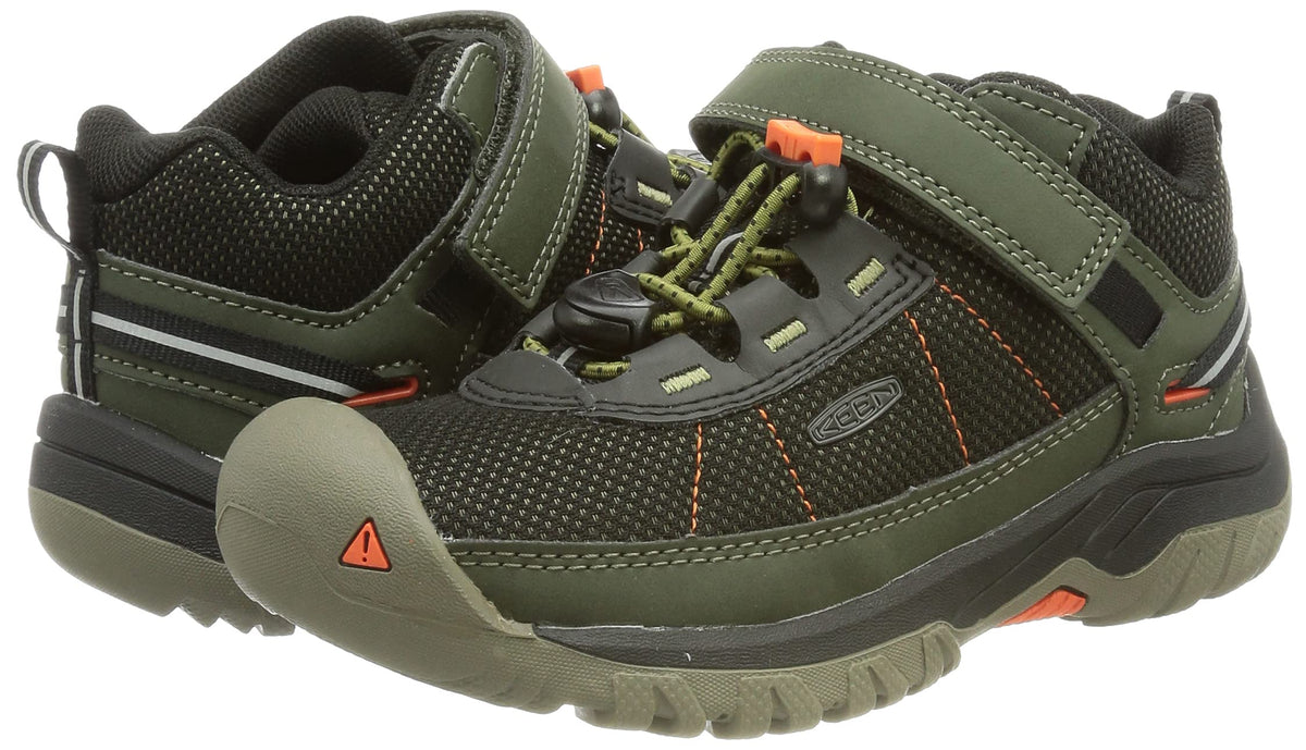 KEEN Unisex-Child Targhee Sport Breathable Easy on Lightweight Hiking Shoes 3 Big Kid Olive Drab/Safety Orange