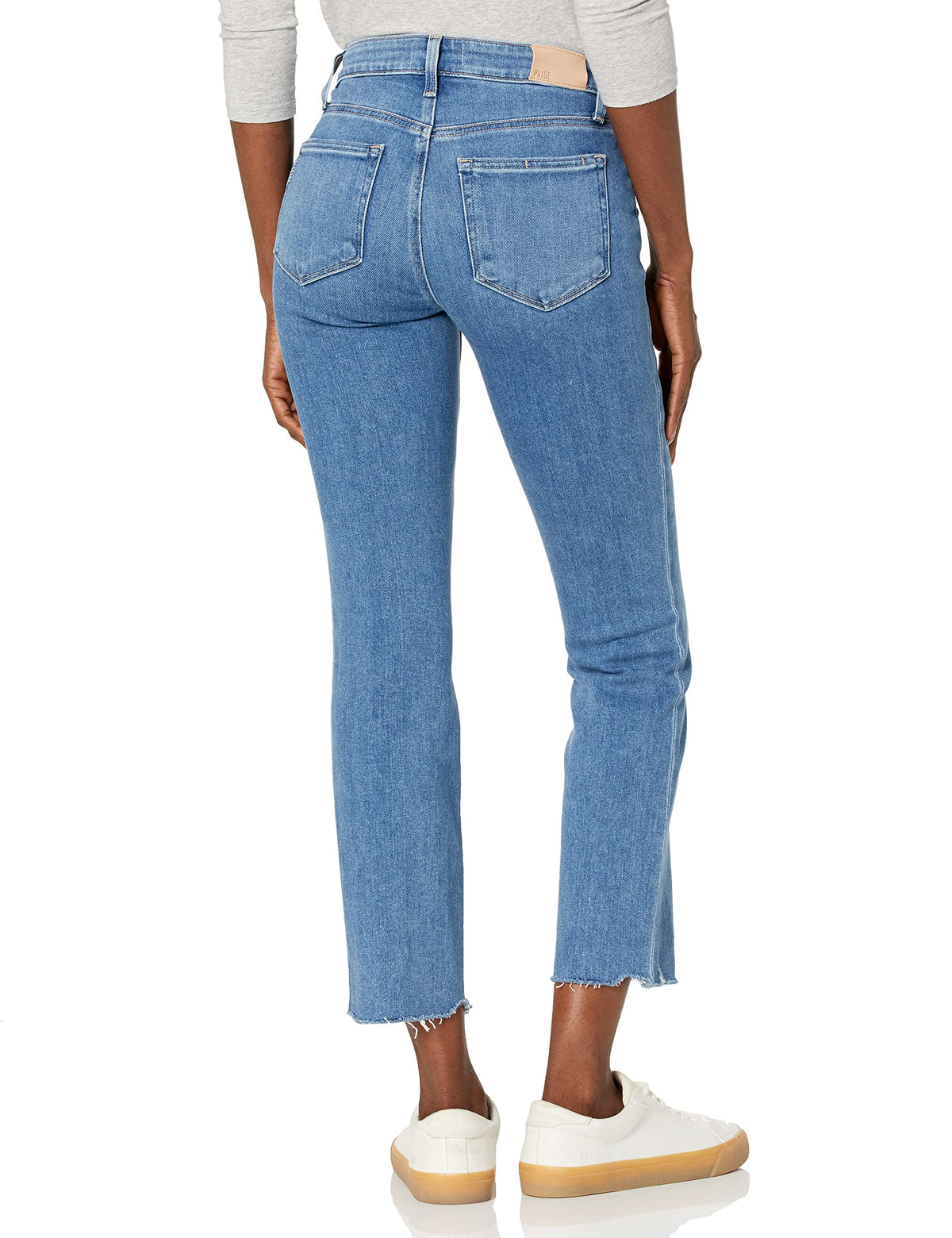 PAIGE womens Amber Mid Rise Straight Leg Ankle Length in Camelia Jeans, Camelia W/ Tuned Hem, 26 US