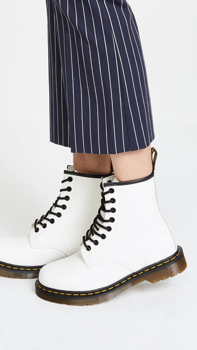 Dr Martens Women's 1460 Smooth Leather 8 Eye Boot, White, 11