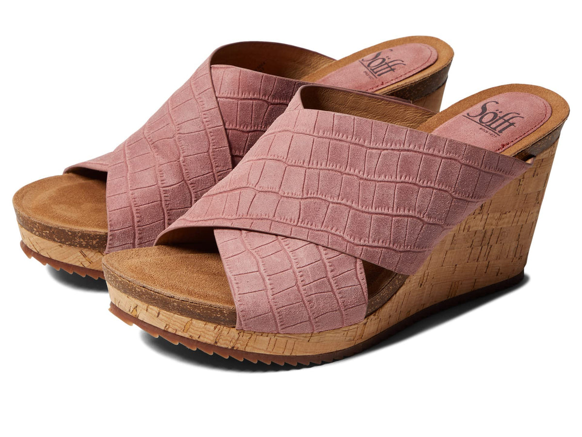 Sofft Womens Ciera Leather Padded Insole Wedge Heels 6.5 Desert Rose