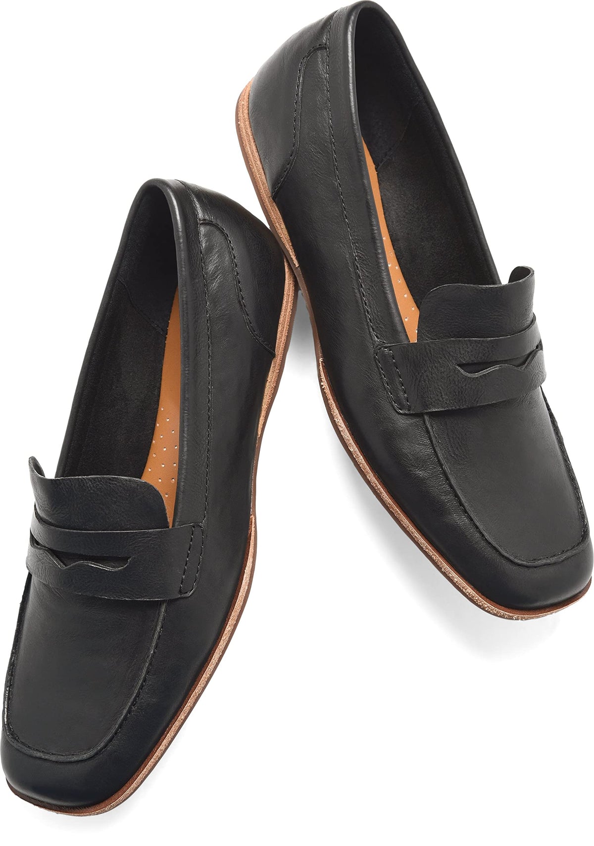 KORK-EASE Pisa Women's Leather Penny Loafer - Classic Icon Redesigned with Modern Square Toe and Premium Comfort 8.5 Black
