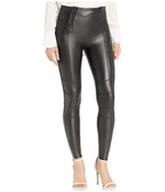 SPANX Women's Zip Detail Faux Leather Leggings, Very Black, XS