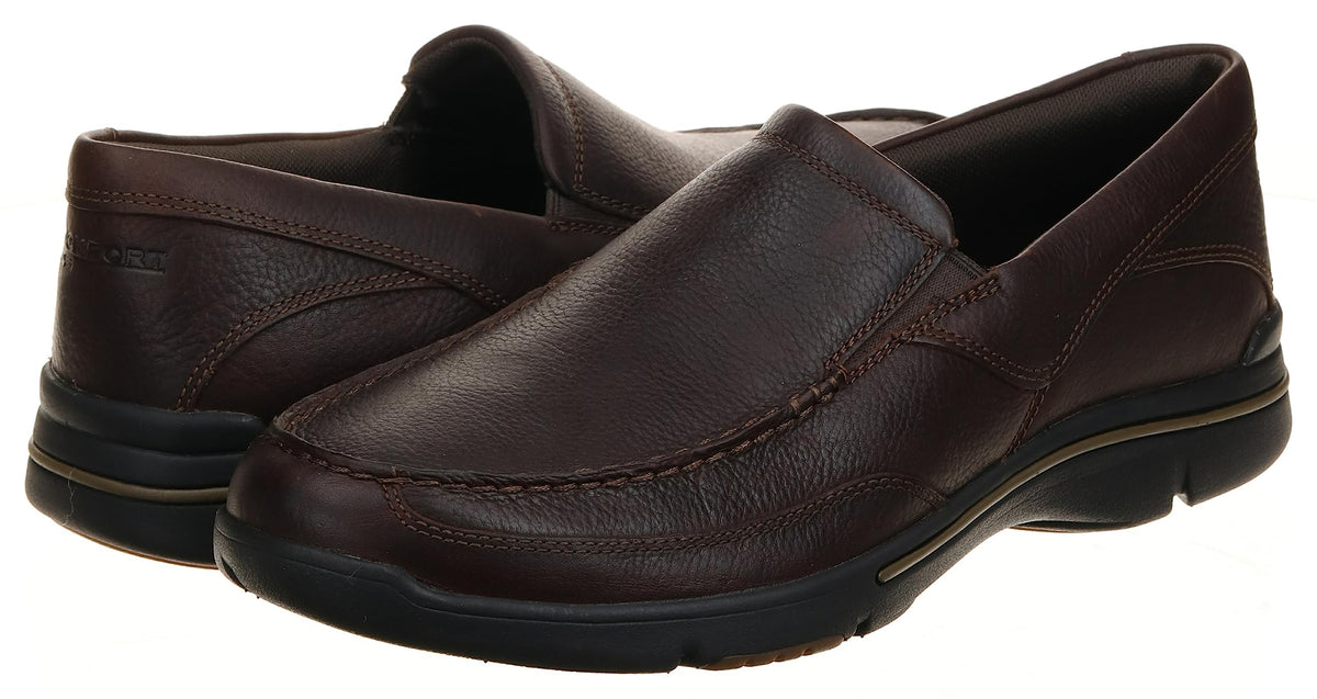 Rockport Men's Eberdon Dark Brown Leather 9 W (EE)-9 W