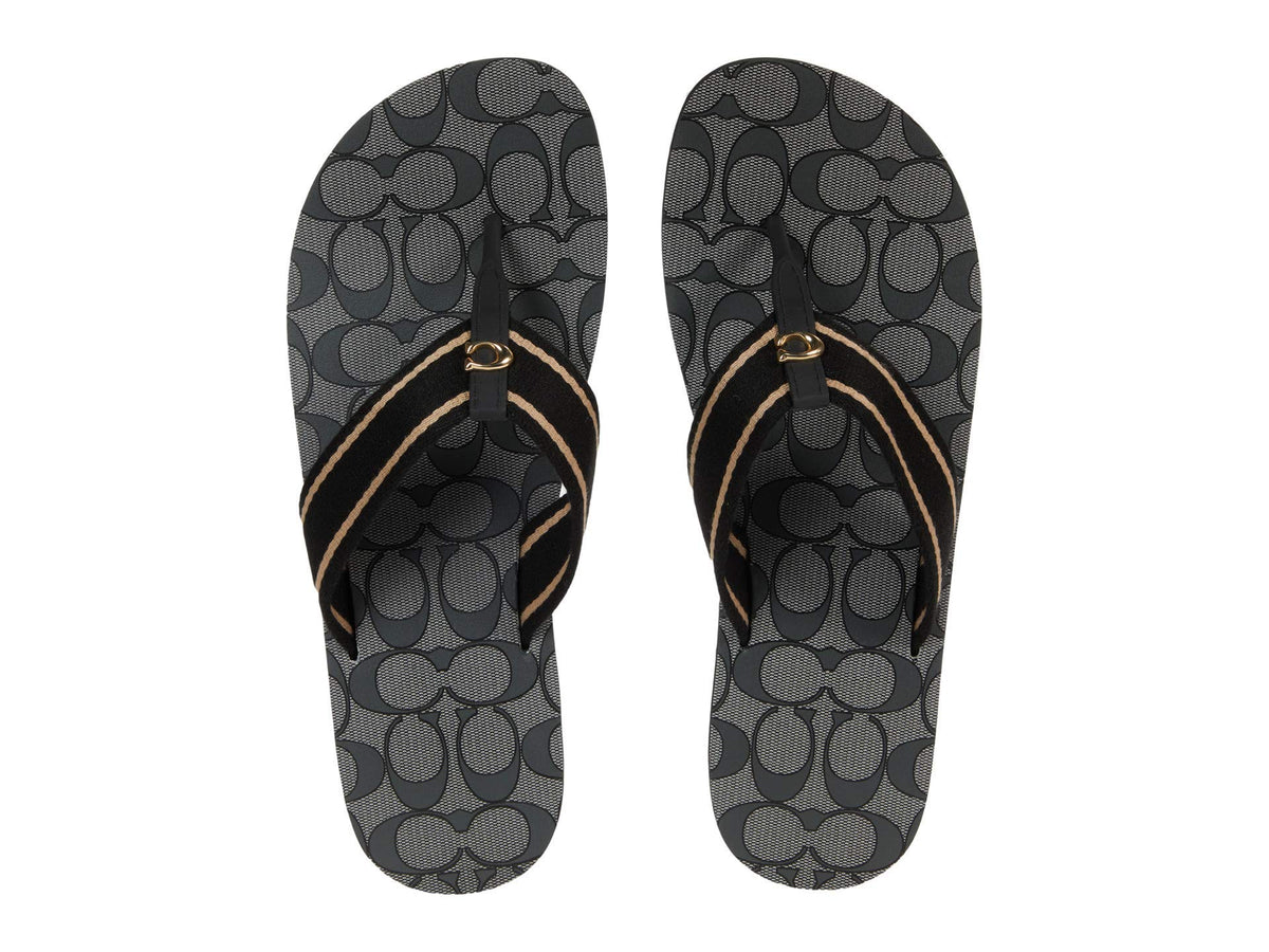 Coach Zoe Flip-Flop Black Mixed Material 5 B (M)