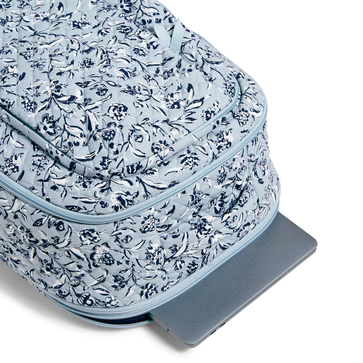 Vera Bradley Women's Cotton Large Travel Backpack Travel Bag, Perennials Gray - Recycled Cotton, One Size