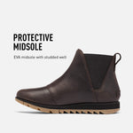 Sorel Women's Harlow Chelsea Rain Boot — Waterproof Leather Ankle Booties 8 Blackened Brown