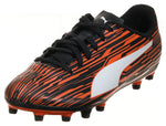 PUMA Mens Rapido III Firm, Artificial Ground Soccer Cleats , PUMA Mens Black-PUMA Mens White-Dragon Fire, 8
