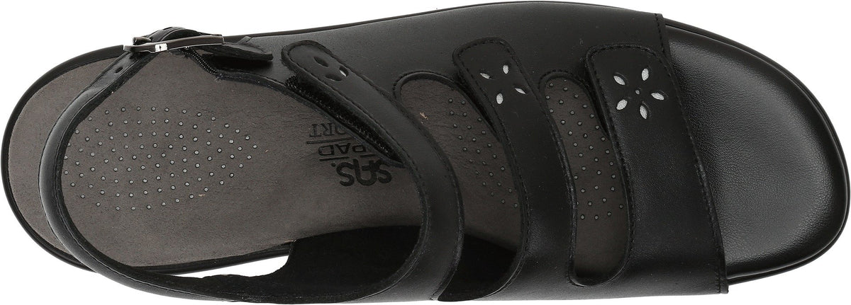 SAS Quatro Adjustable Comfort Sandal Black 11.5 W - Wide (C)