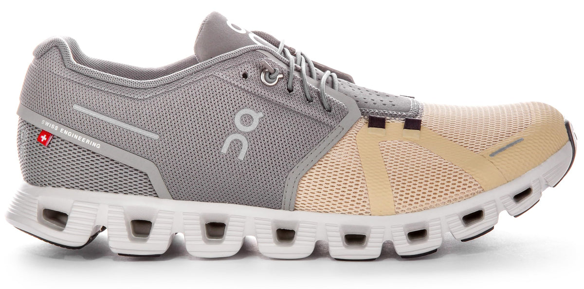 On Men's Cloud 5 Running Sneakers (Fog/Savannah, US Footwear Size System, Adult, Men, Numeric, Medium, 12.5)