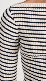 ALC Women's Aster Top, Antico/Dark Sapphire, Stripe, Off White, S