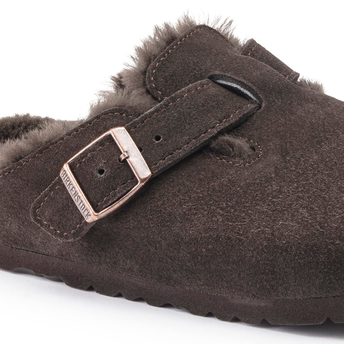 Birkenstock Boston Shearling Suede Leather Clogs M Mocha