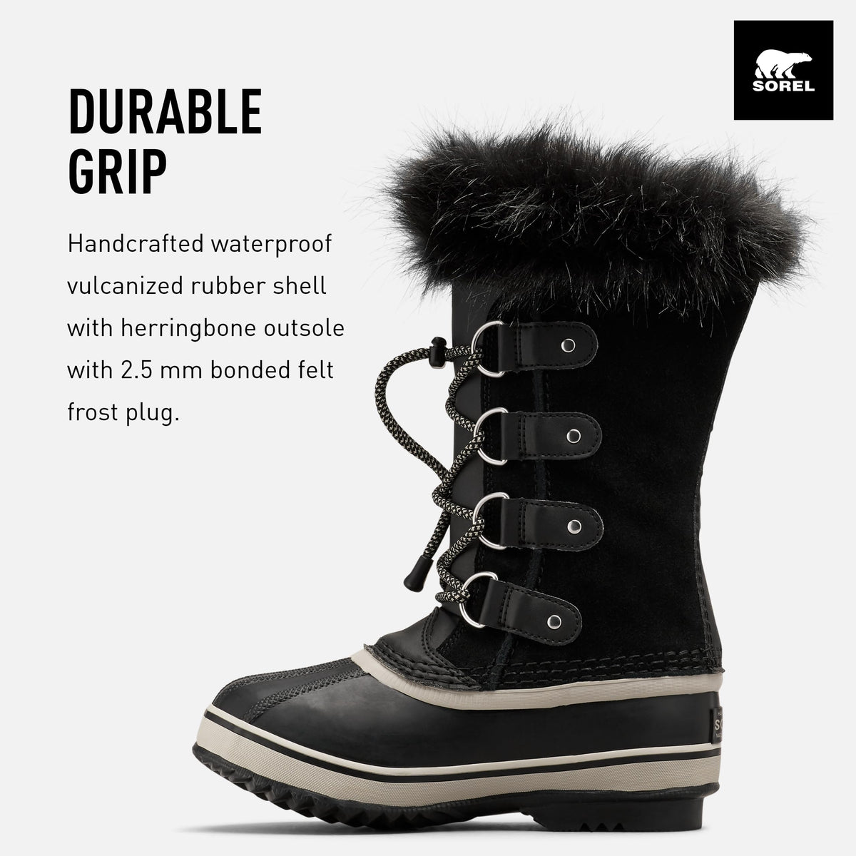 SOREL - Youth Joan of Arctic Waterproof Winter Boot for Kids Big Kid (8-12 Years) 6 Big Kid Black, Dove